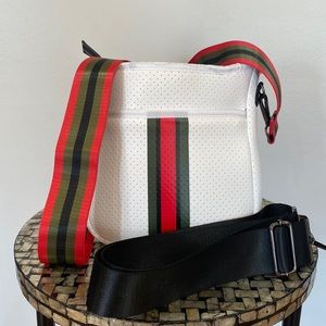 White Blake rom/ Neoprene crossbody bag.